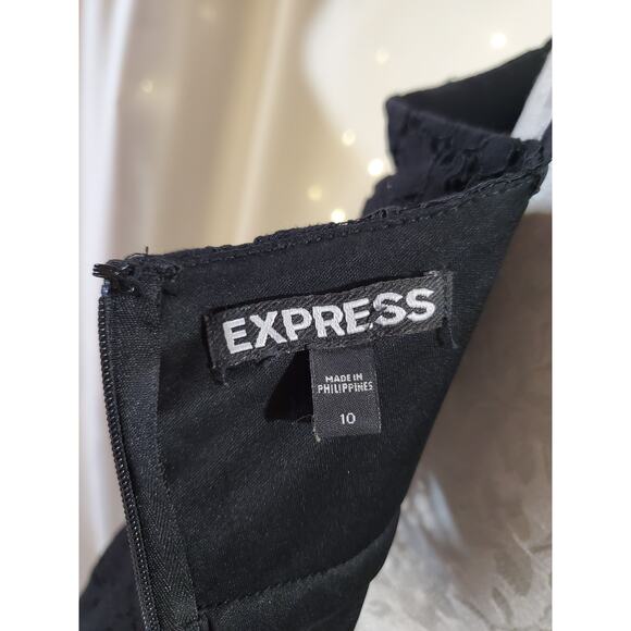 Express Lace Sheer Waist Cutout Bodycon Dress Size 10 Whimsigoth Coquette Black - Picture 8 of 13